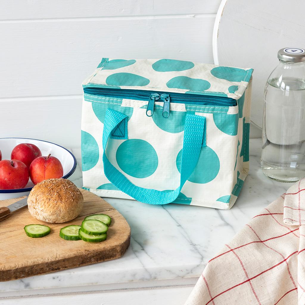 Turquoise On White Spotlight Lunch Bag ﻿Rex London