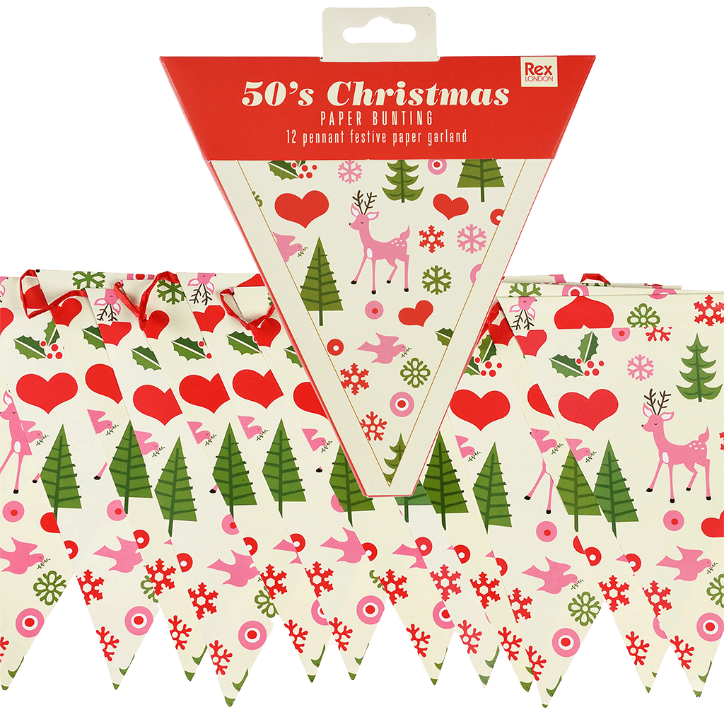 50s Christmas Paper Bunting ﻿Rex London