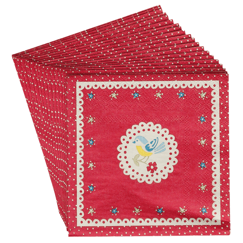 Set Of 20 Red Vintage Doily Cocktail Napkins ﻿Rex London