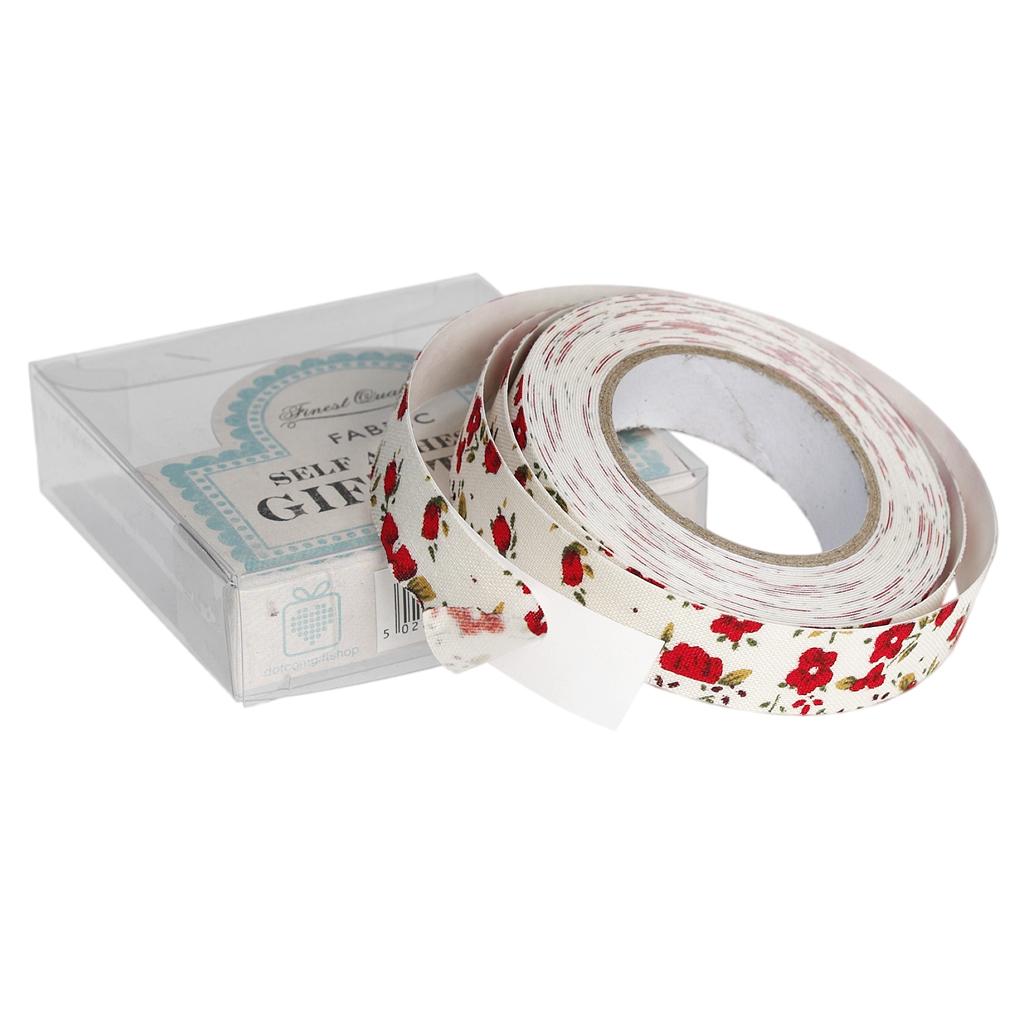 Red Floral Fabric Sticky Gift Tape ﻿Rex London