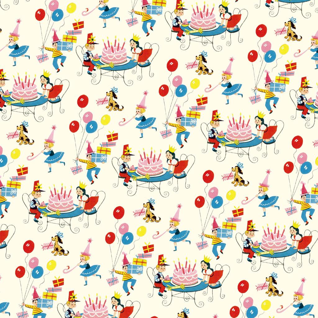 5 Sheets Of Vintage Birthday Wrapping Paper ﻿Rex London