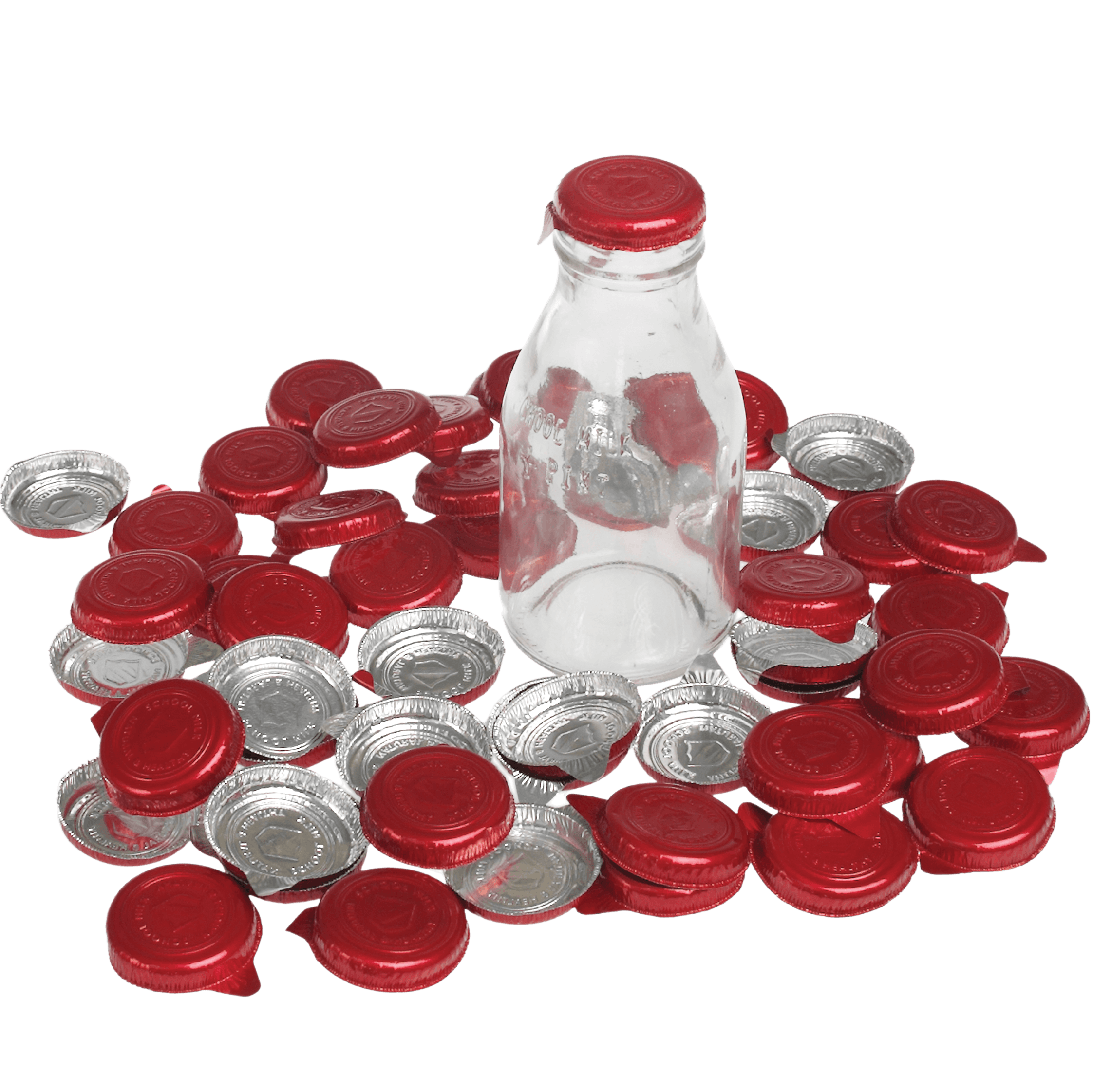﻿Box Of 50 Decorative Foil Milk Bottle Tops ﻿Rex London