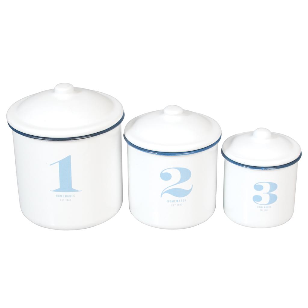 Set Of 3 Stacking Enamel Storage Containers ﻿Rex London