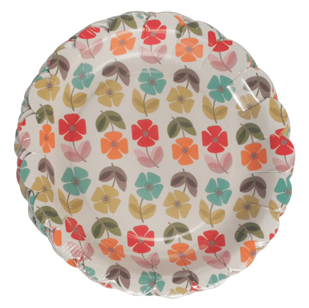 Set Of 8 Mid Century Poppy Tea Party Plates ﻿Rex London