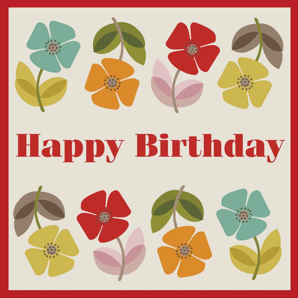 Carte Joyeux Anniversaire Mid Century Poppy Rex London