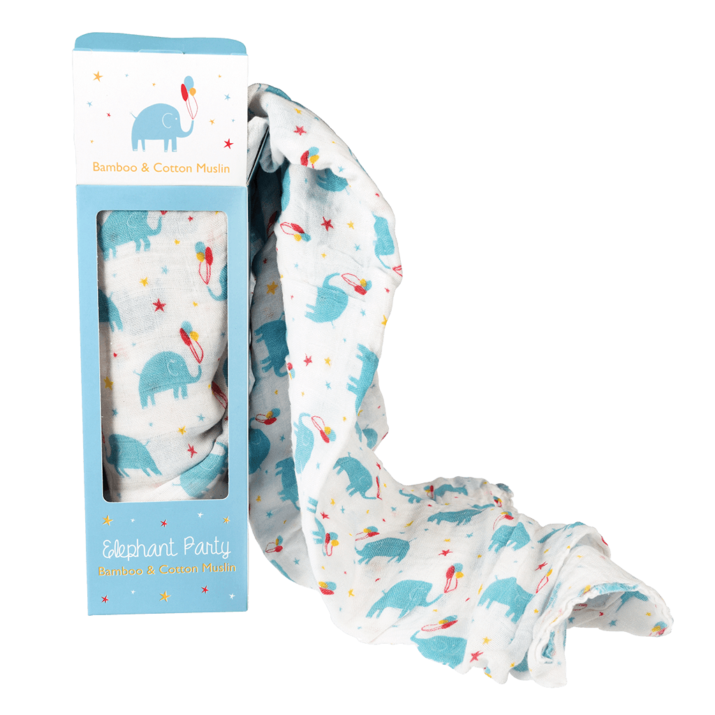 ﻿Elephant Party Swaddling Blanket ﻿Rex London