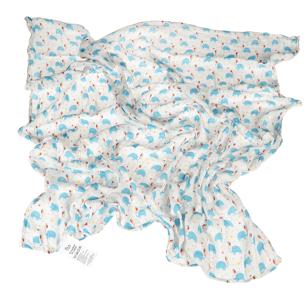 Elephant Party Swaddling Blanket ﻿Rex London