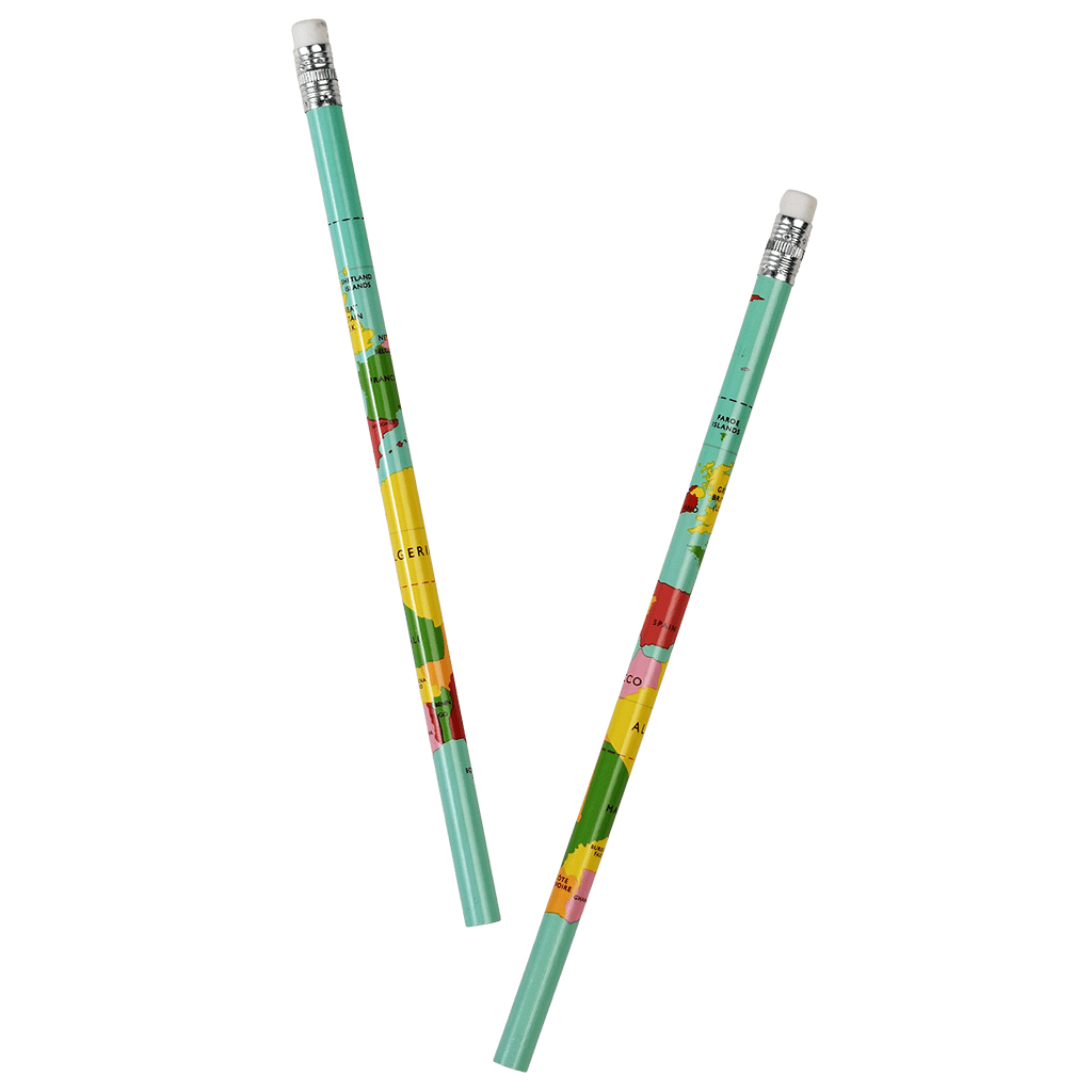 ﻿World Map Hb Pencils (set Of Six) ﻿Rex London