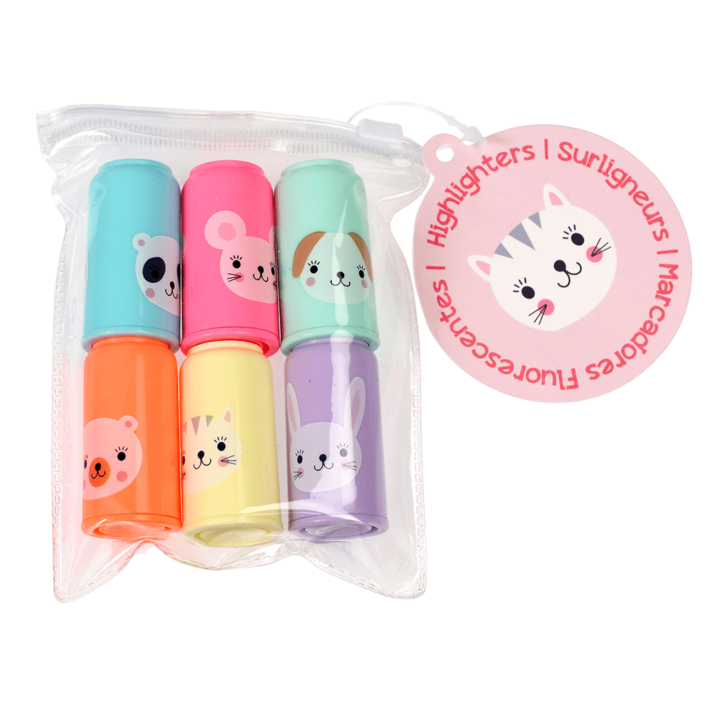 ﻿Mini Animal Highlighters (pack Of 6) ﻿Rex London