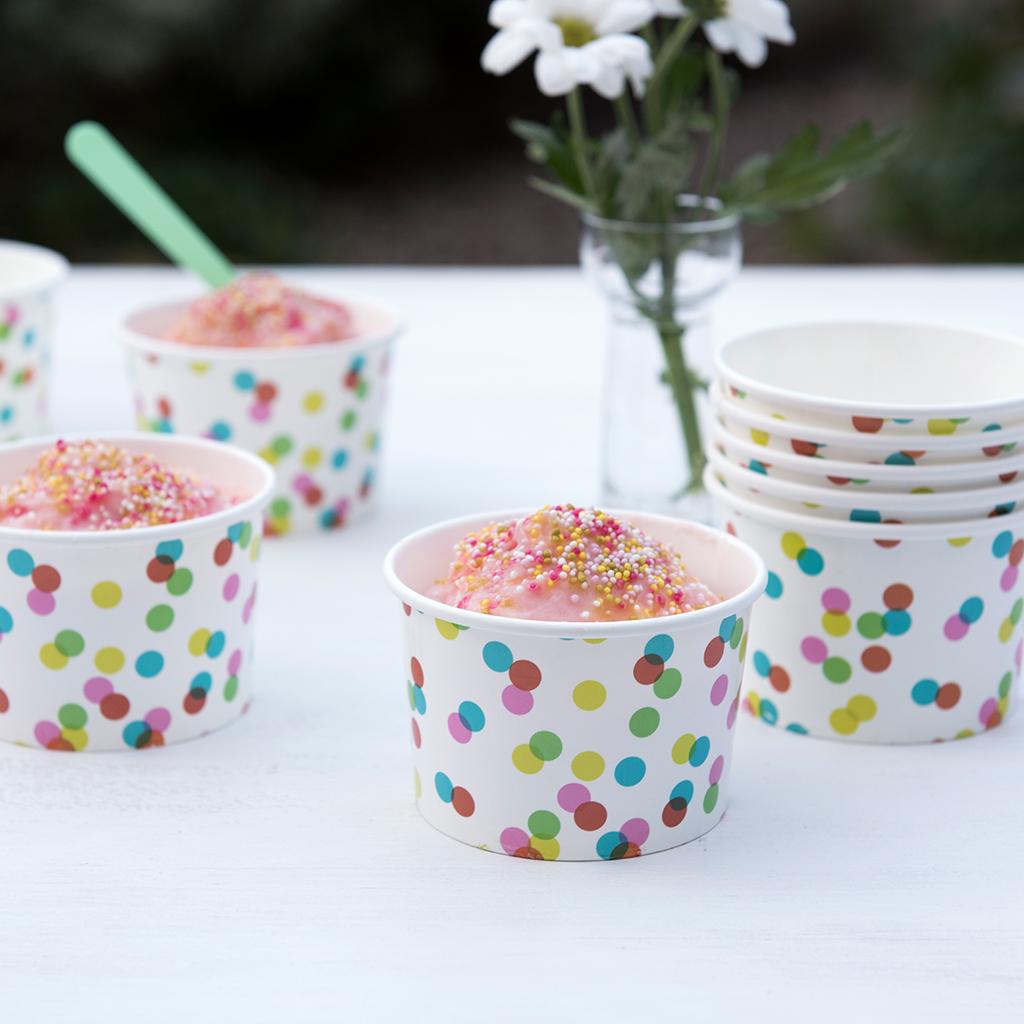 10 Confetti Design Ice Cream Pots ﻿Rex London