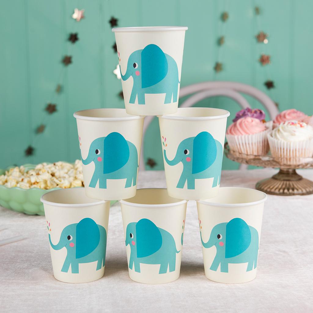 Elvis The Elephant Paper Cups (set Of 8) | ﻿Rex London