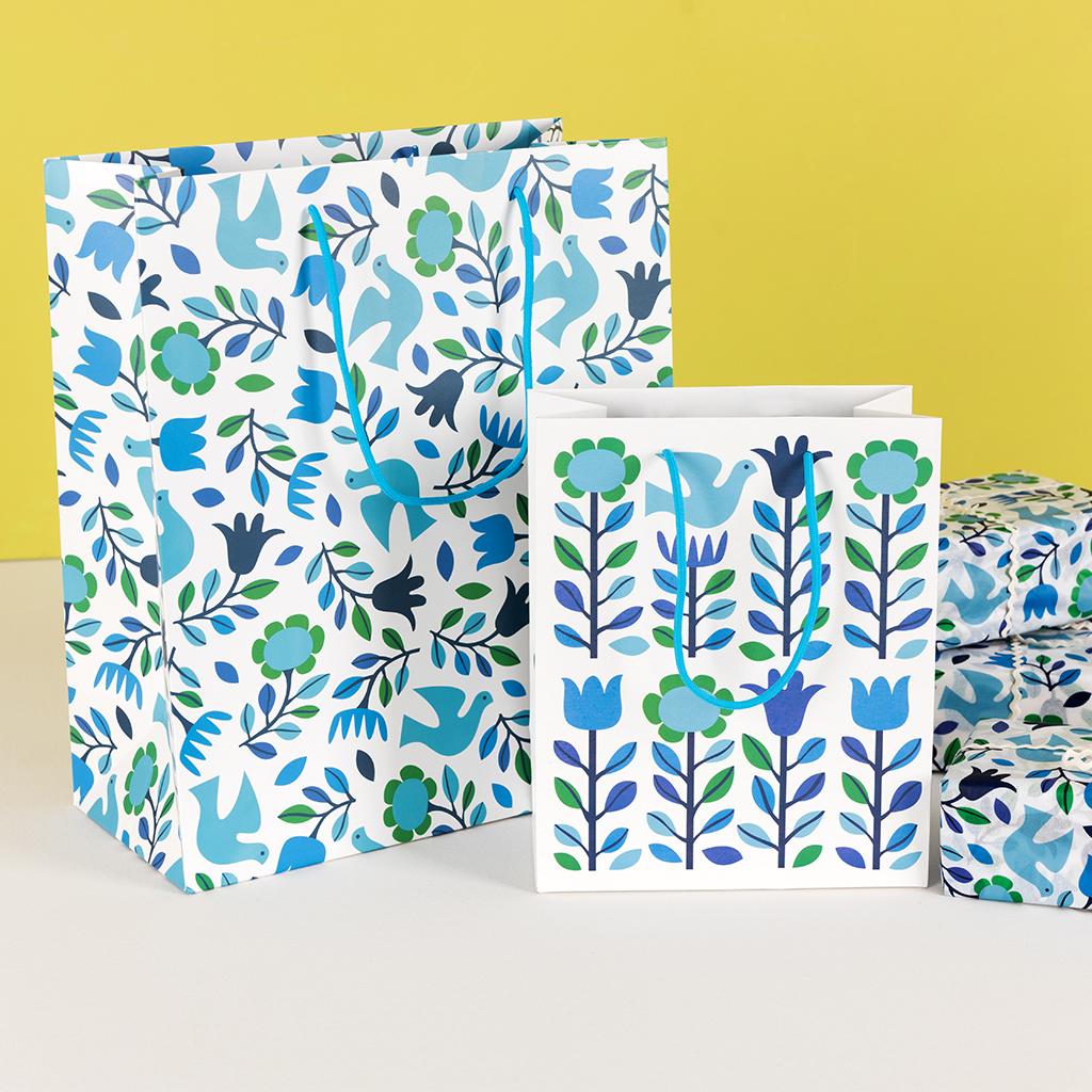 Large Folk Doves Gift Bag ﻿Rex London