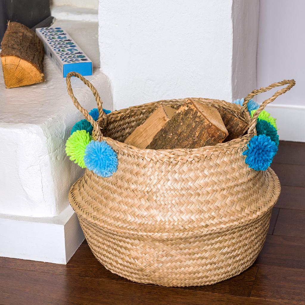 Green Pom Pom Belly Basket ﻿Rex London