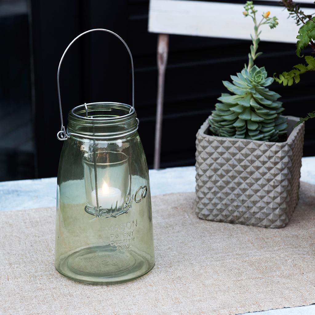 ﻿Green Mason Jar Tealight Holder ﻿Rex London