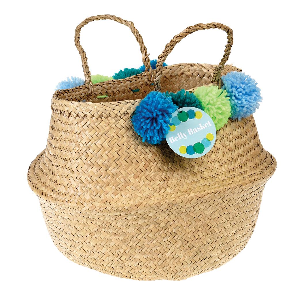 Green Pom Pom Belly Basket ﻿Rex London