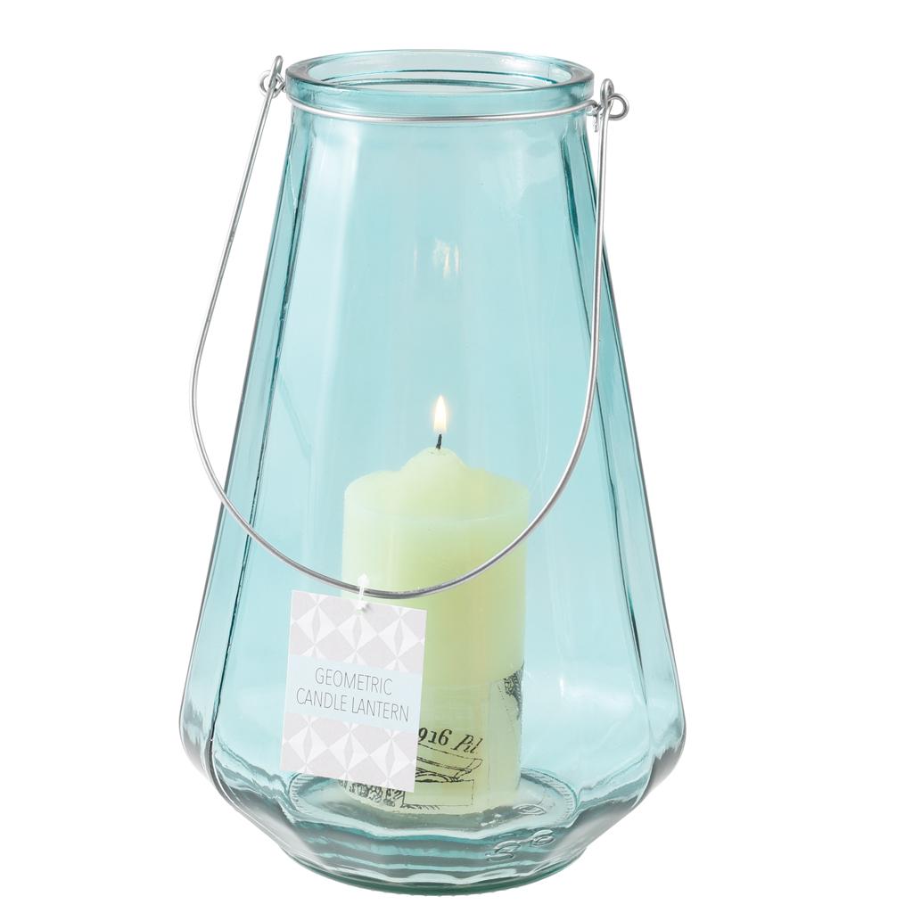 Large Geometric Blue Candle Holder ﻿Rex London