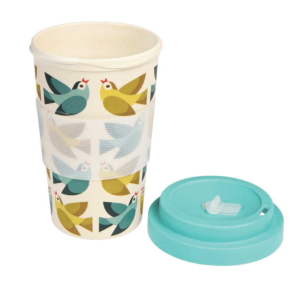 Love Birds Bamboo Travel Mug And Lid ﻿Rex London