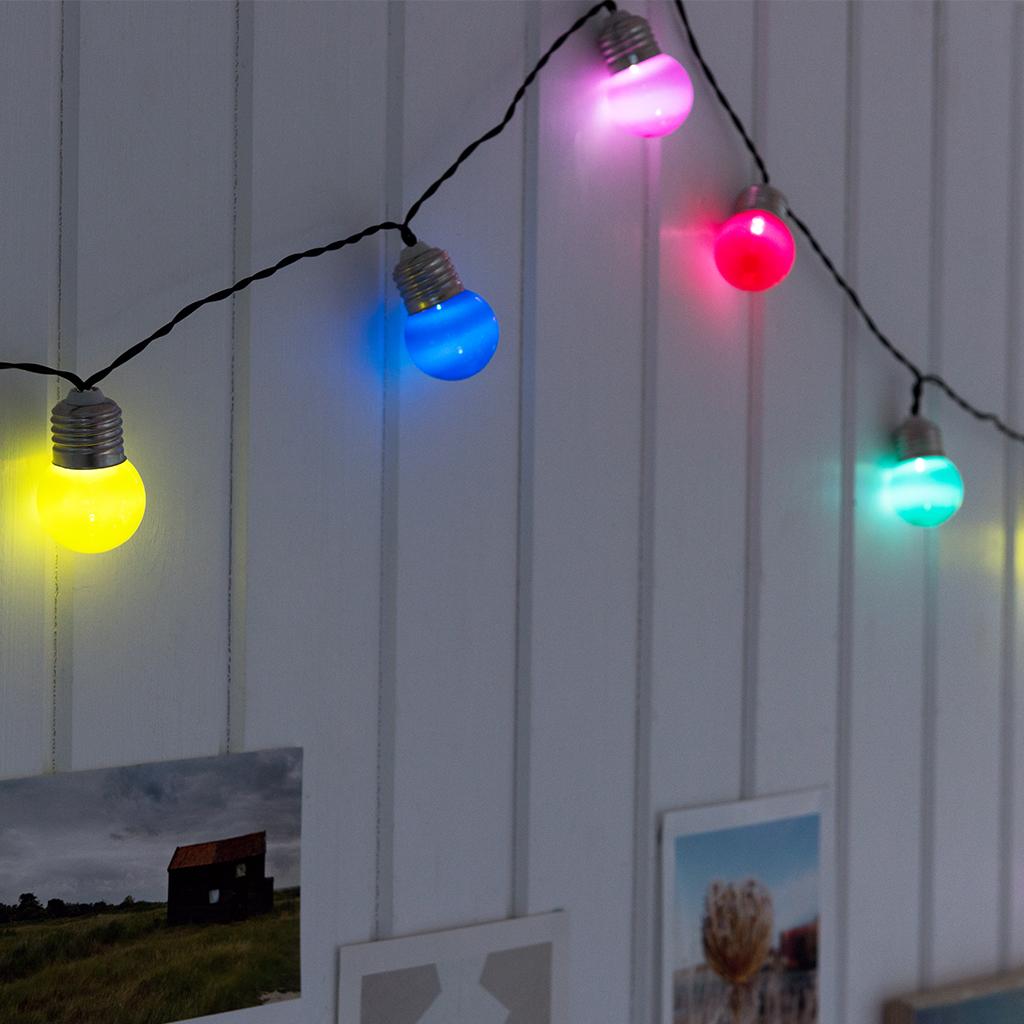 ﻿String Of 10 Multicoloured Led Battery Bulb Lights ﻿Rex London