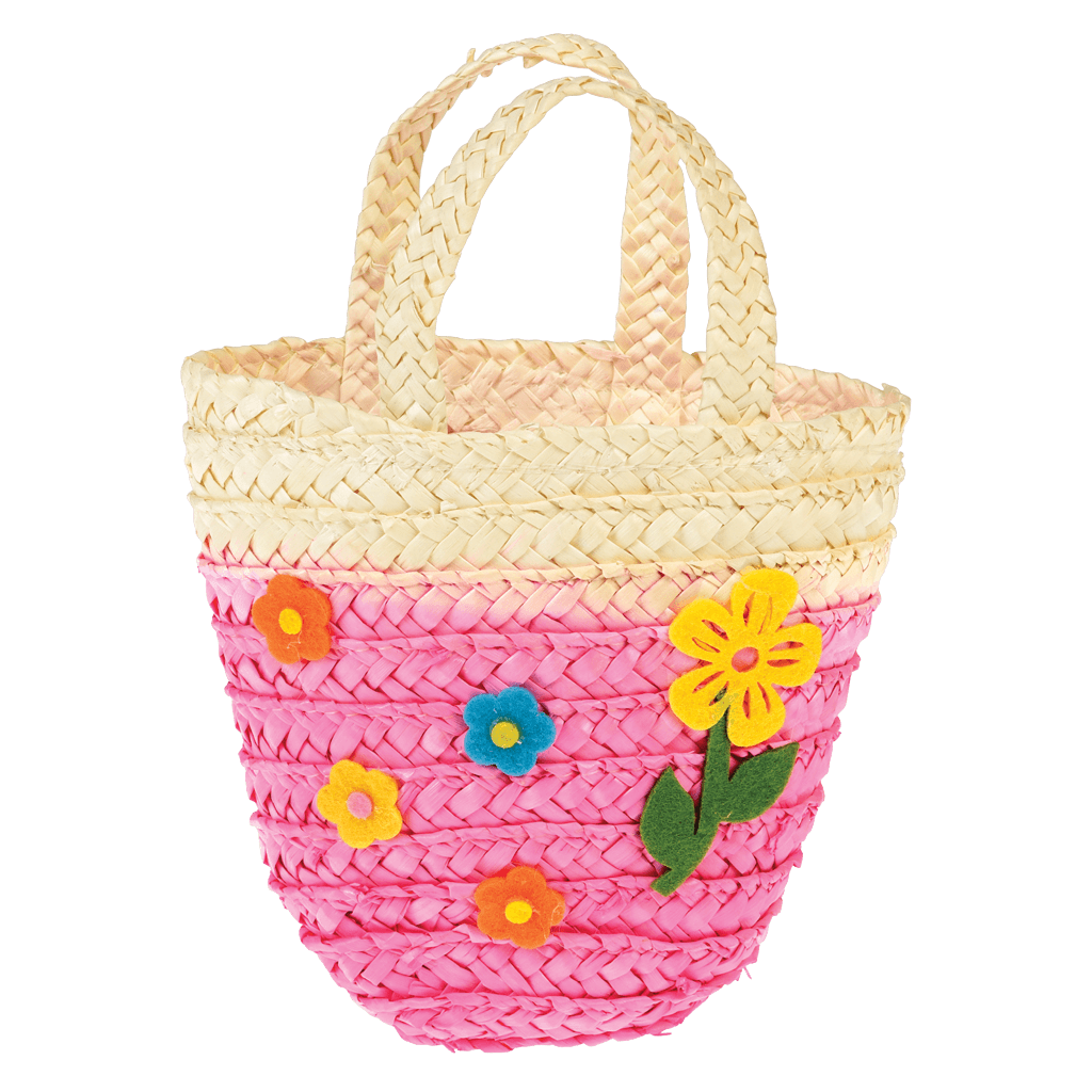 Pink Woven Flower Basket ﻿Rex London
