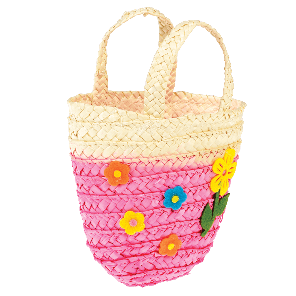 Pink Woven Flower Basket ﻿Rex London