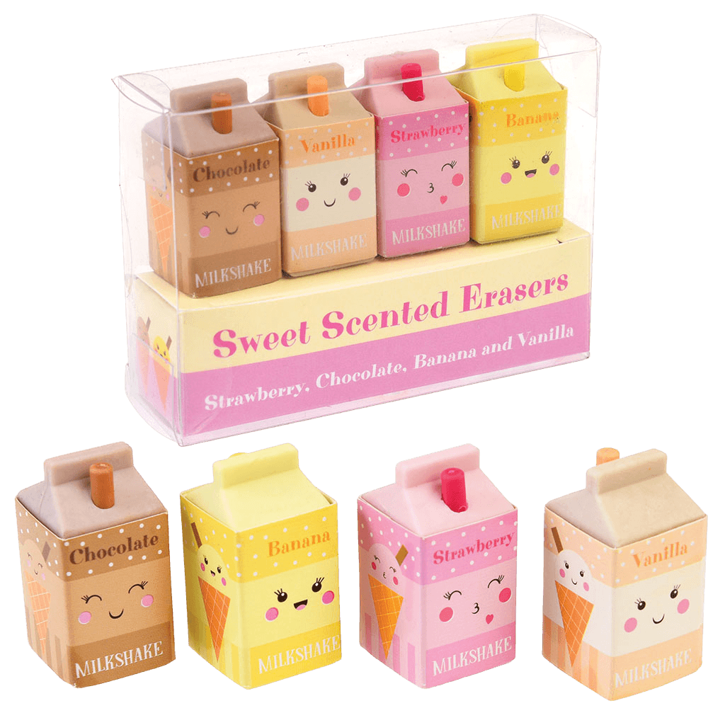 ﻿Scented Milkshake Erasers (set Of 4) ﻿Rex London