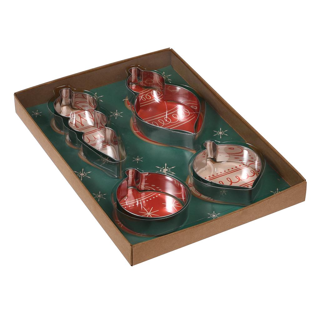 Set Of 4 Bauble Cookie Cutters ﻿Rex London