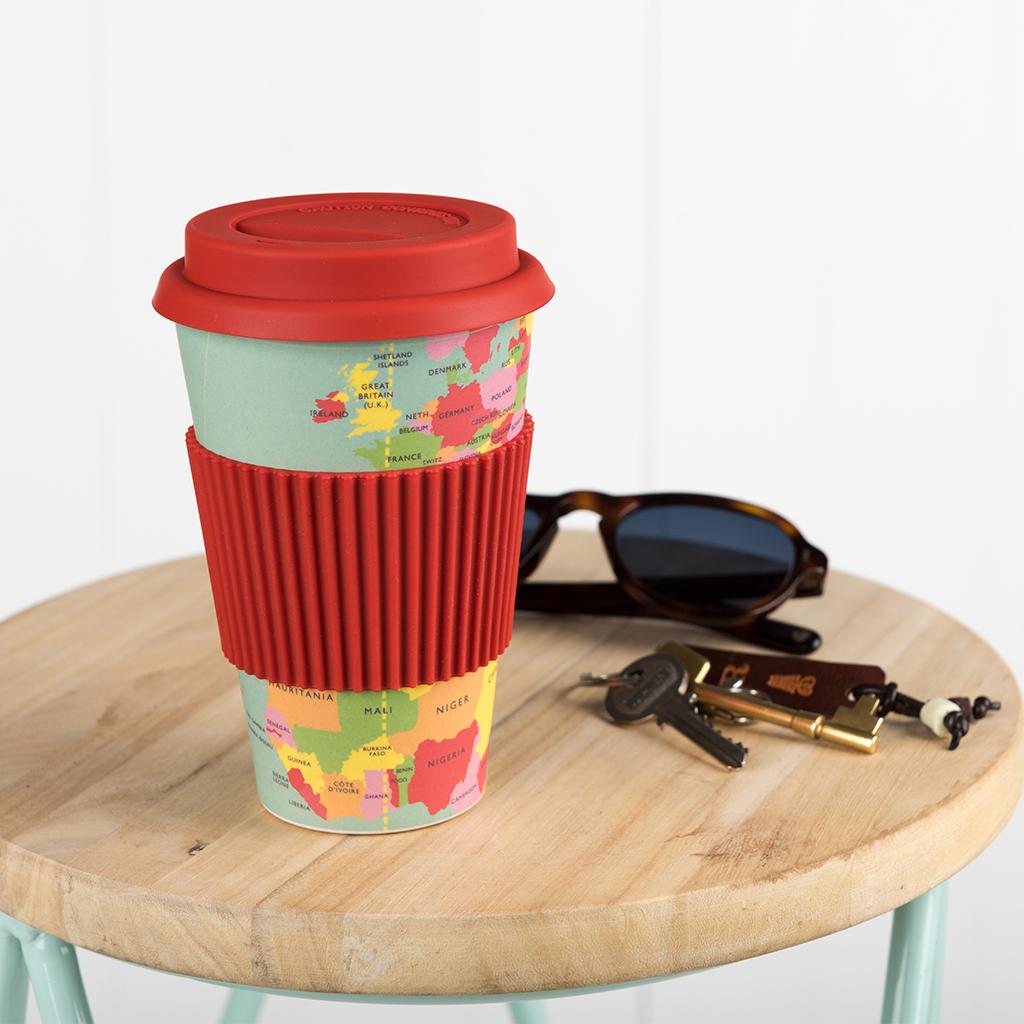World Map Bamboo Travel Mug ﻿Rex London