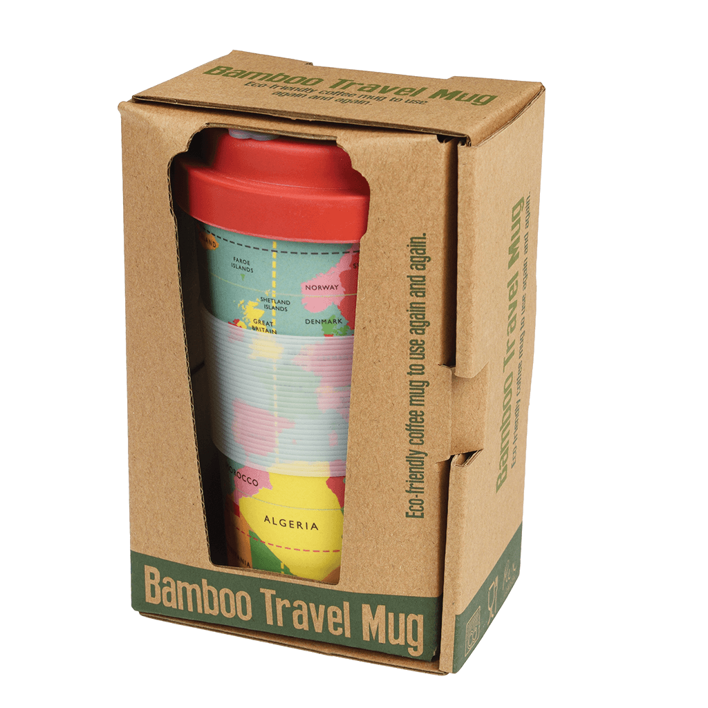 World Map Bamboo Travel Mug With Lid ﻿Rex London