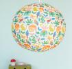 White paper lampshade with colourful wild animal decoration installed in room