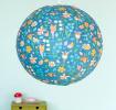 Dark blue paper lampshade with fairy and flower decoration installed in room
