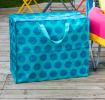 Recycled plastic jumbo storage bag blue circles turquoise background