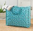 Turquoise jumbo storage bag with print of bumblebees