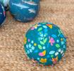 Dark blue inflatable play ball with fairies, flowers and butterflies print