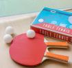 Wild Bear table tennis set and its box, set up on table