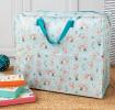 Pale aqua jumbo storage bag with print of dancing mouse characters Mimi and Milo