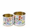 Mini metal storage tins in white with print of wild flowers