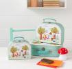 Woodland Friends storage cases with mushroom light, notebooks and wallet on table