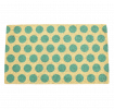 Coir doormat with turquoise spots on natural coloured surface