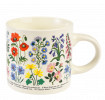 Ceramic mug in white with print of wild flowers