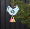 Blue Wooden Bird Christmas Decoration