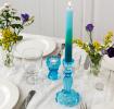 Tall Blue Glass Candle Holder