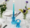 Double Ended Blue Glass Candle Holder