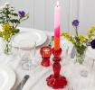 Tall Red Glass Candle Holder