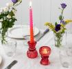 Double Ended Red Glass Candle Holder