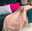 Large Coral Herringbone Throw 