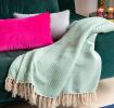 Large Aqua Herringbone Throw