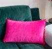 Pink Velvet Pom Pom Cushion