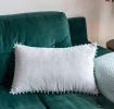 Pale Grey Velvet Pom Pom Cushion