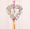 Multi beaded heart decoration 17x17cm