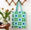 Shopping Bag - Blue And Green Daisy